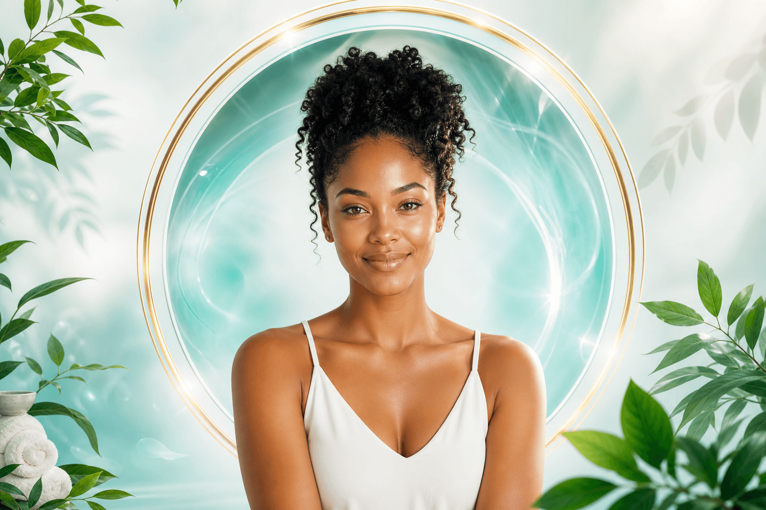 Calm wellness portrait representing premium digestive health support