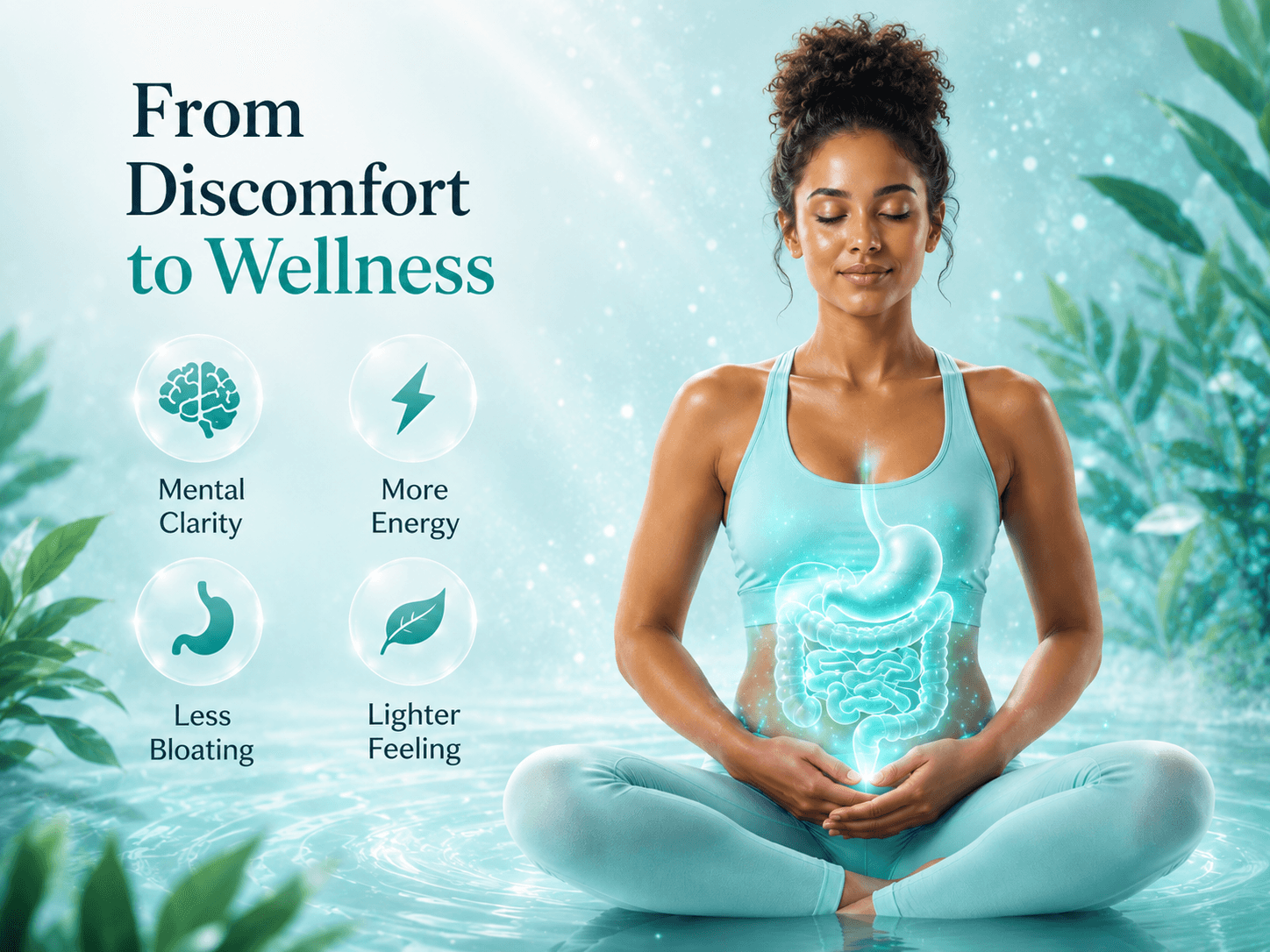 Portrait campaign artwork for a first visit digestive wellness offer